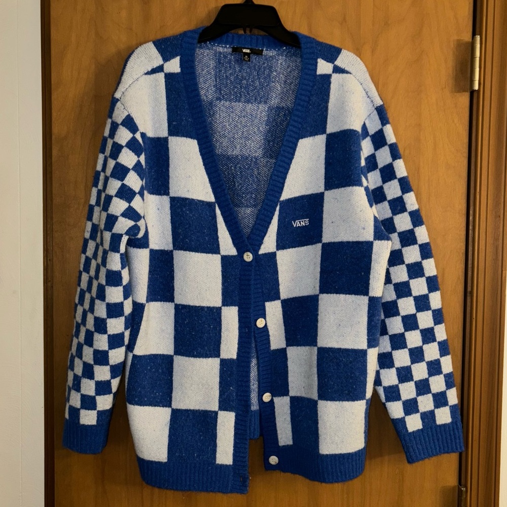 ☀️ Vans • Blue on Blue Checkered Cardigan